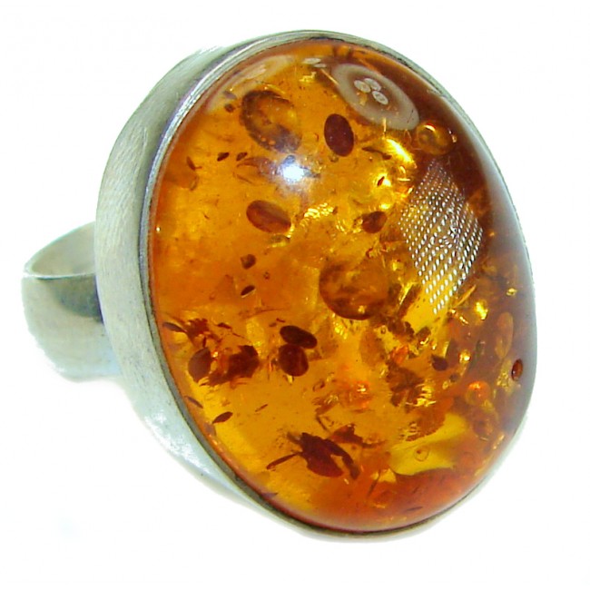 Baltic Amber .925 Sterling Silver handcrafted ring; s. 7