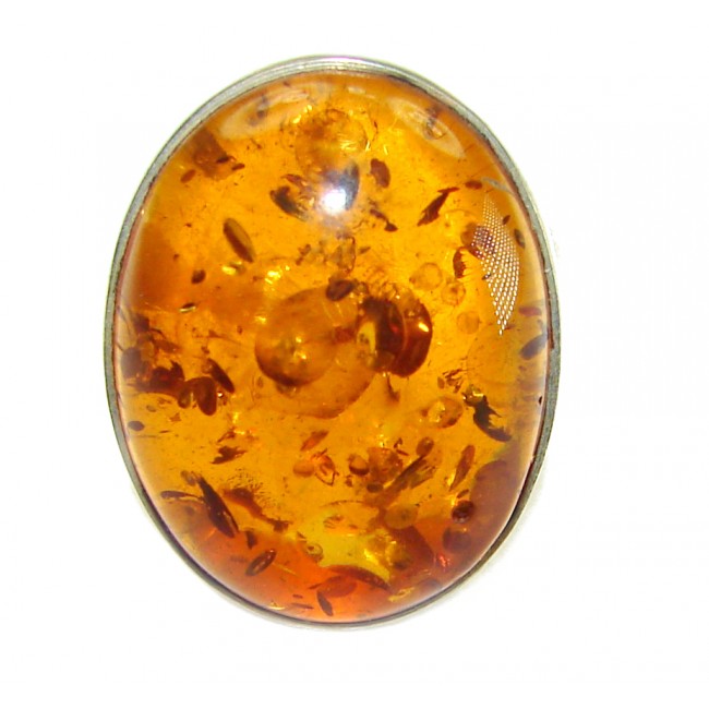 Baltic Amber .925 Sterling Silver handcrafted ring; s. 7