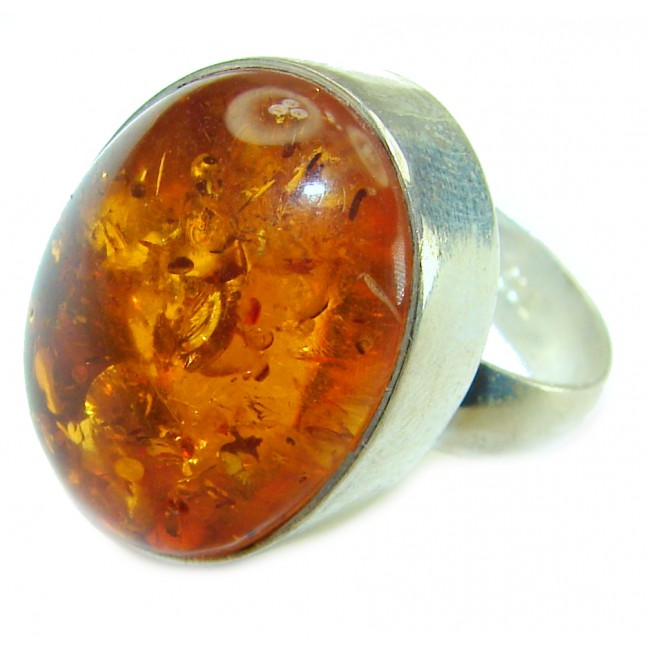 Baltic Amber .925 Sterling Silver handcrafted ring; s. 7