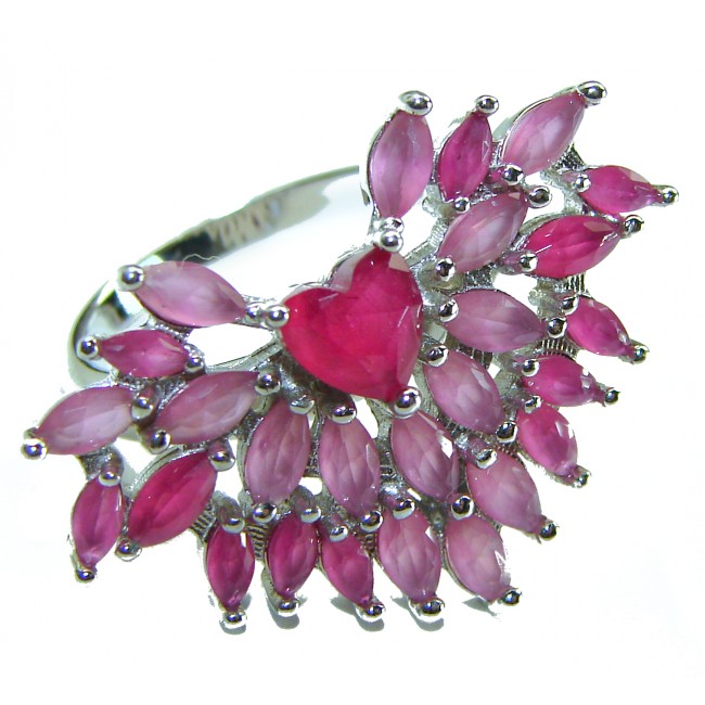 Angel's Heart 11.2 carat natural Ruby .925 Sterling Silver handmade Ring size 8 1/4