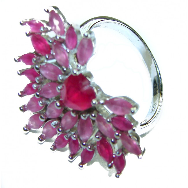 Angel's Heart 11.2 carat natural Ruby .925 Sterling Silver handmade Ring size 8 1/4