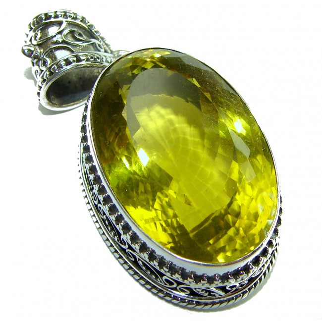 Vintrage Design 57.3 carat Lemon Quartz .925 Sterling Silver handcrafted pendant