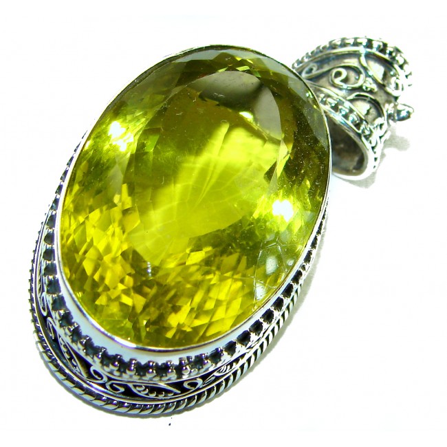 Vintrage Design 57.3 carat Lemon Quartz .925 Sterling Silver handcrafted pendant