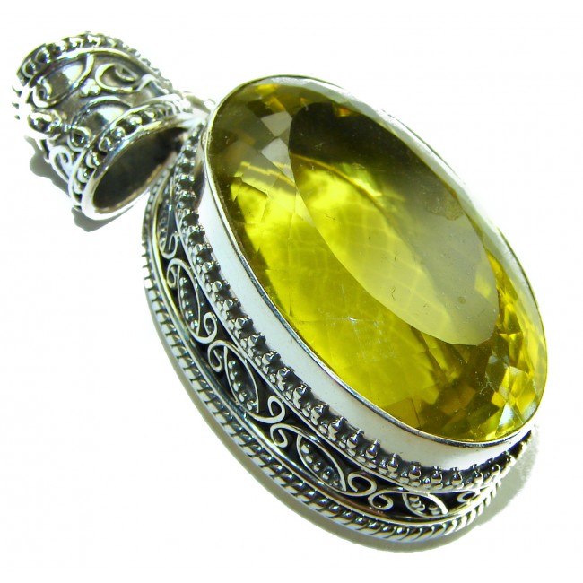 Vintrage Design 57.3 carat Lemon Quartz .925 Sterling Silver handcrafted pendant