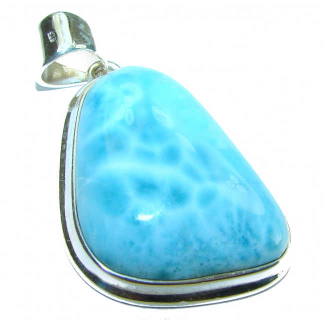 49.5 carat Natural Larimar from Dominican Republic .925 Sterling Silver handcrafted pendant