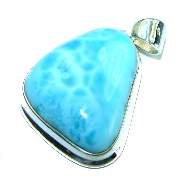 49.5 carat Natural Larimar from Dominican Republic .925 Sterling Silver handcrafted pendant