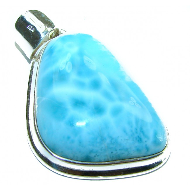 49.5 carat Natural Larimar from Dominican Republic .925 Sterling Silver handcrafted pendant