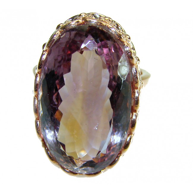 Dramatic design 18.8 carat Amethyst 14K Gold over .925 Sterling Silver Handcrafted Ring size 8 adjustable