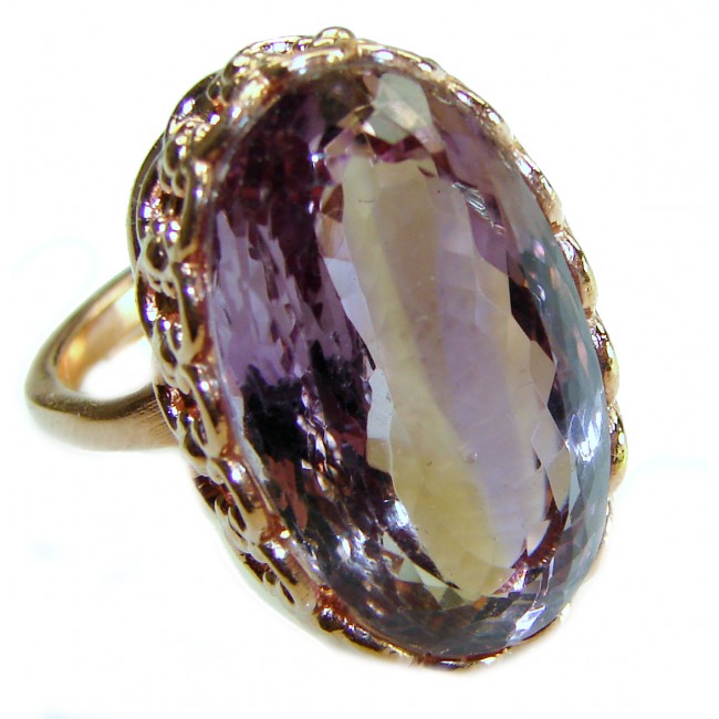 Dramatic design 18.8 carat Amethyst 14K Gold over .925 Sterling Silver Handcrafted Ring size 8 adjustable