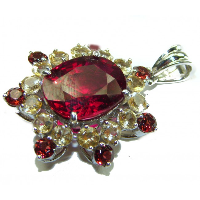 10.5 carat Red Topaz .925 Sterling Silver handmade pendant