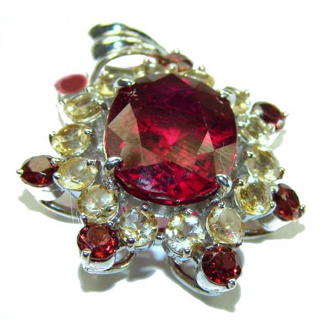 10.5 carat Red Topaz .925 Sterling Silver handmade pendant