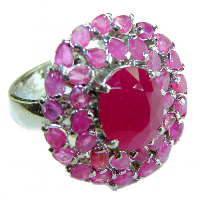 Bella 14.3 carat Ruby .925 Sterling Silver handcrafted Statement Ring size 7 1/2