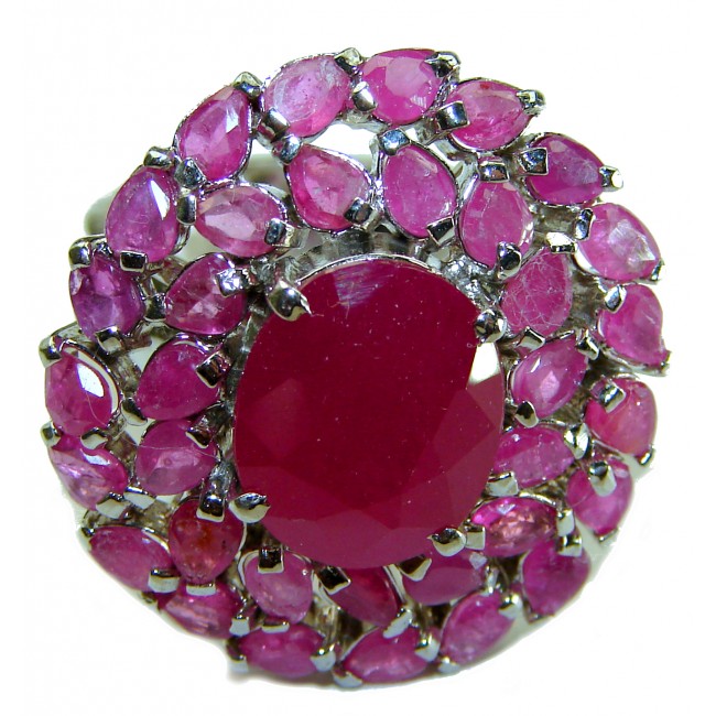 Bella 14.3 carat Ruby .925 Sterling Silver handcrafted Statement Ring size 7 1/2