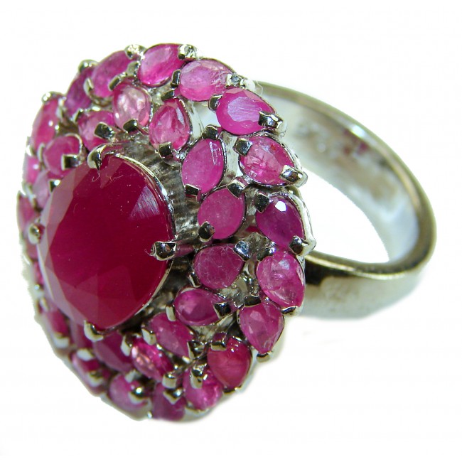 Bella 14.3 carat Ruby .925 Sterling Silver handcrafted Statement Ring size 7 1/2