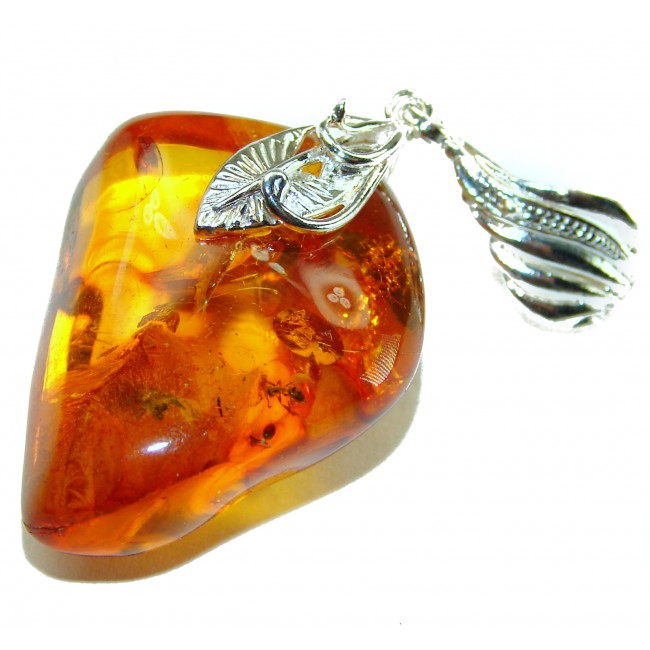 Authentic Baltic Amber .925 Sterling Silver handmade Pendant