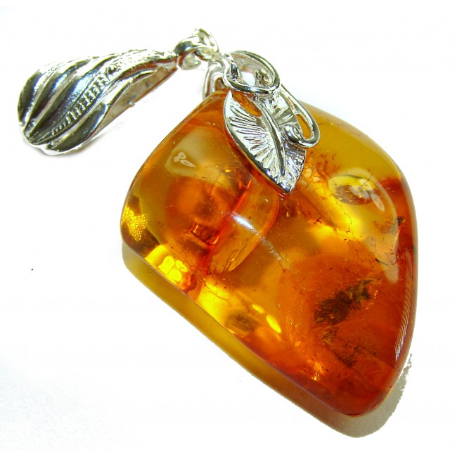 Authentic Baltic Amber .925 Sterling Silver handmade Pendant