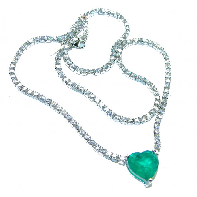 Timless Treasure 7.5 carat Emerald Heart .925 Sterling Silver necklace