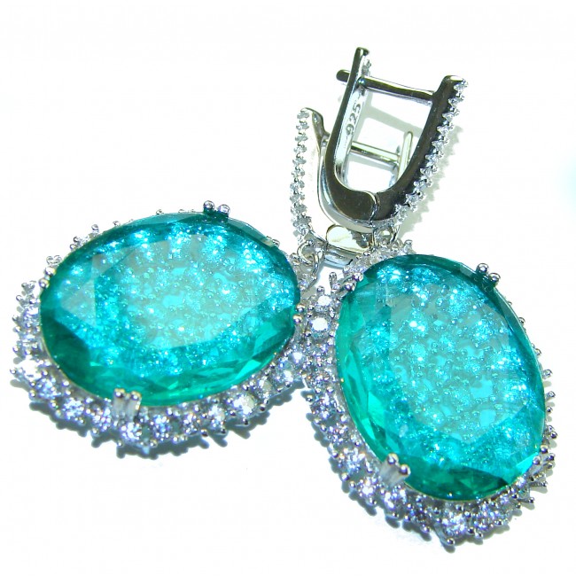 Eau Pure 12.5 carat Paraiba Tourmaline .925 Sterling Silver handmade.925 Sterling Silver Handcrafted Earrings