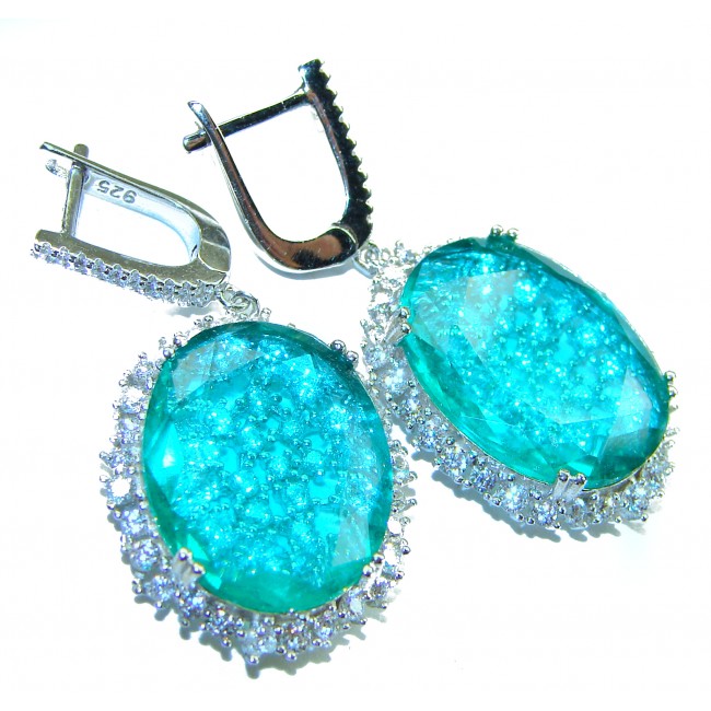 Eau Pure 12.5 carat Paraiba Tourmaline .925 Sterling Silver handmade.925 Sterling Silver Handcrafted Earrings