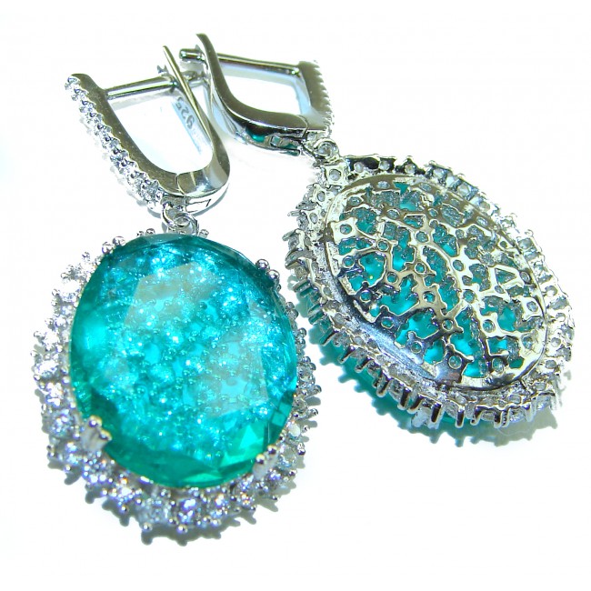 Eau Pure 12.5 carat Paraiba Tourmaline .925 Sterling Silver handmade.925 Sterling Silver Handcrafted Earrings