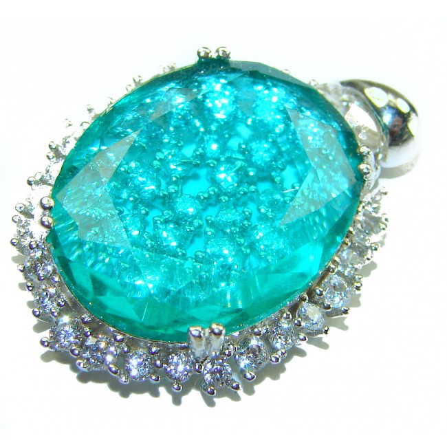 Eau Pure 12.5 carat Paraiba Tourmaline .925 Sterling Silver handmade Pendant