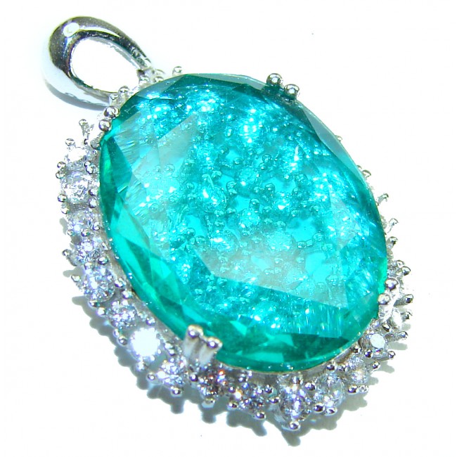 Eau Pure 12.5 carat Paraiba Tourmaline .925 Sterling Silver handmade Pendant