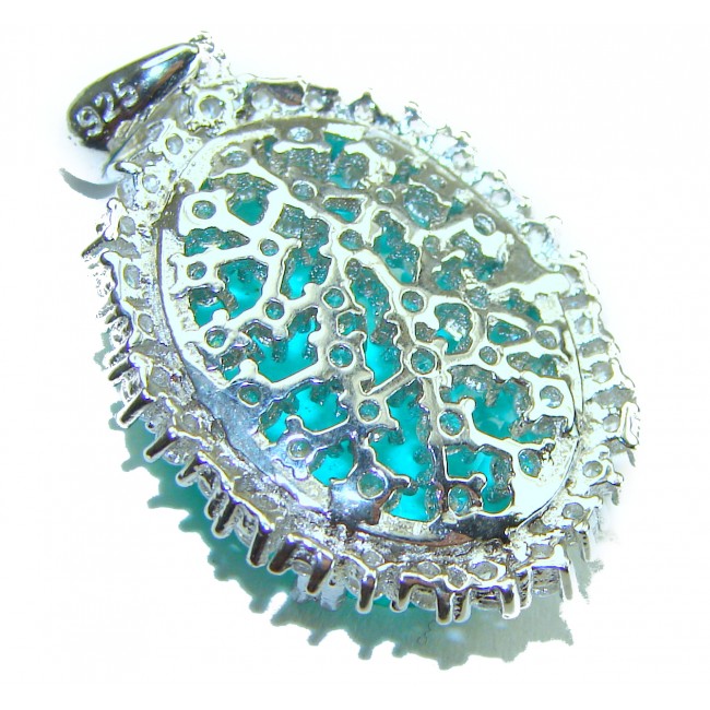 Eau Pure 12.5 carat Paraiba Tourmaline .925 Sterling Silver handmade Pendant