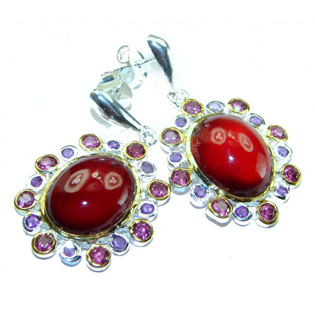 Happy moments Authentic 10.5ct Garnet .925 Sterling Silver handmade earrings