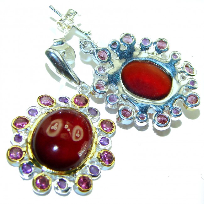 Happy moments Authentic 10.5ct Garnet .925 Sterling Silver handmade earrings