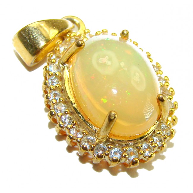 Inner Fire 9.5 carat Ethiopian Fire Opal 18K Gold over .925 Sterling Silver handmade Pendant