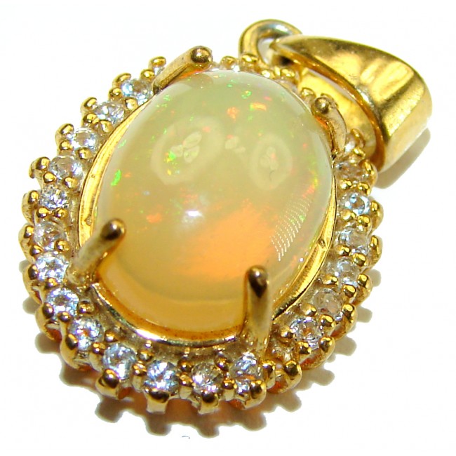 Inner Fire 9.5 carat Ethiopian Fire Opal 18K Gold over .925 Sterling Silver handmade Pendant