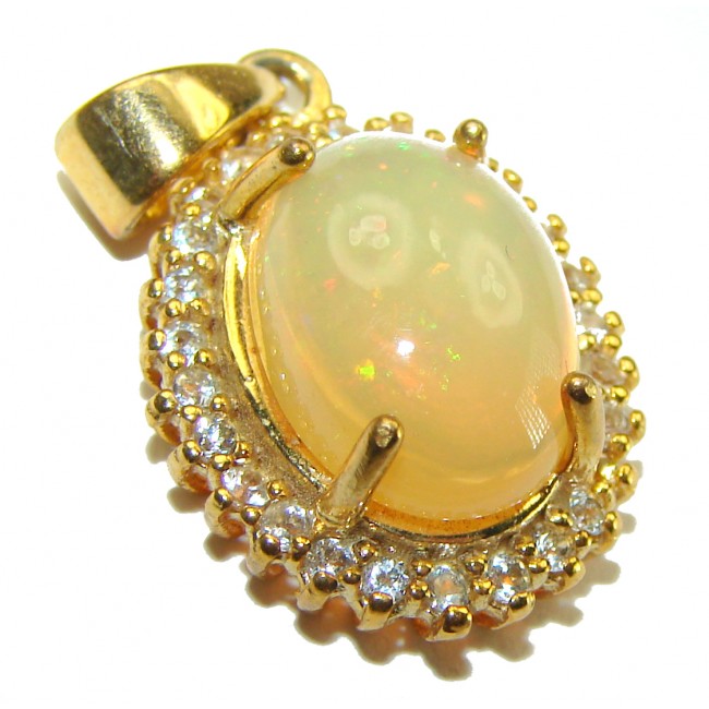 Inner Fire 9.5 carat Ethiopian Fire Opal 18K Gold over .925 Sterling Silver handmade Pendant