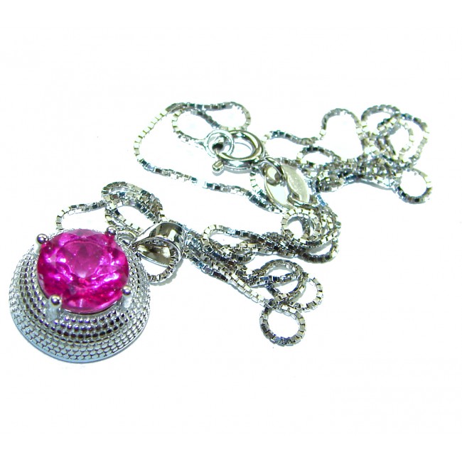 Graceful 4.5 carat Pink Topaz .925 Sterling Silver handcrafted necklace