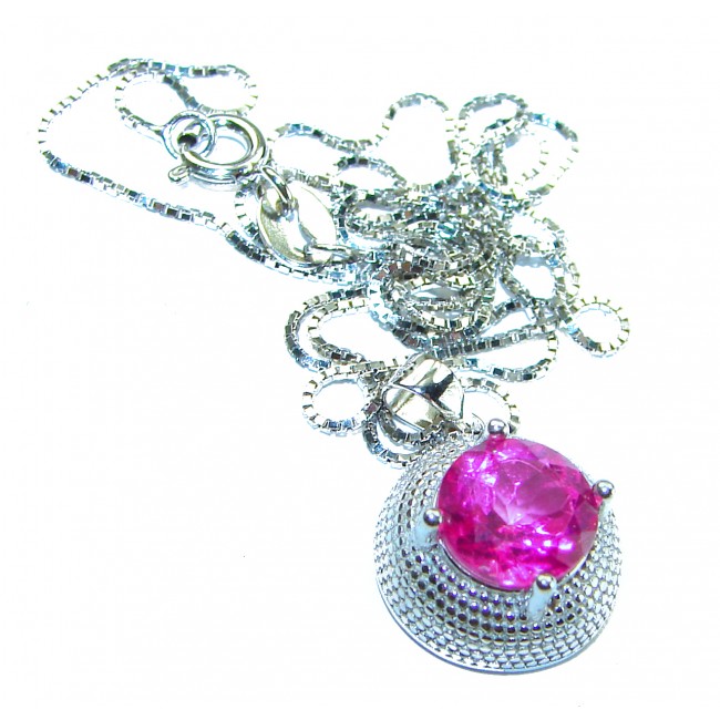 Graceful 4.5 carat Pink Topaz .925 Sterling Silver handcrafted necklace