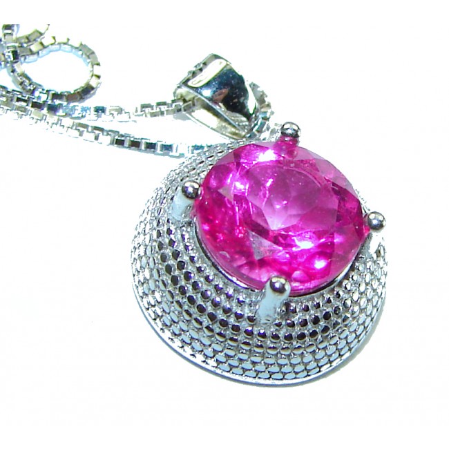 Graceful 4.5 carat Pink Topaz .925 Sterling Silver handcrafted necklace