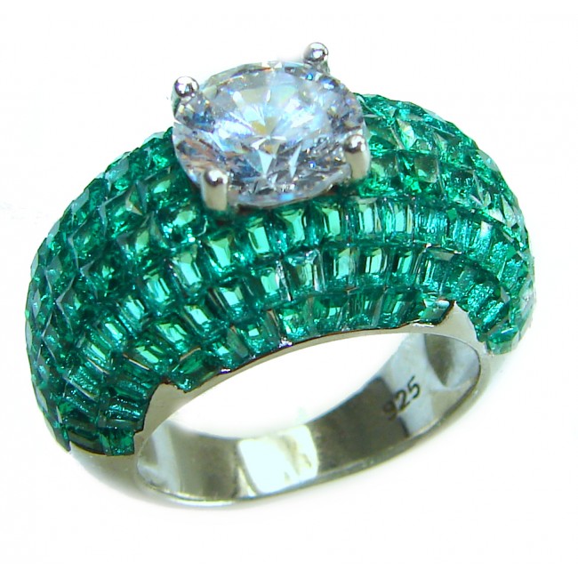 My Love 3.5 carat White Topaz Emerald .925 Sterling Silver Ring size 6 1/2