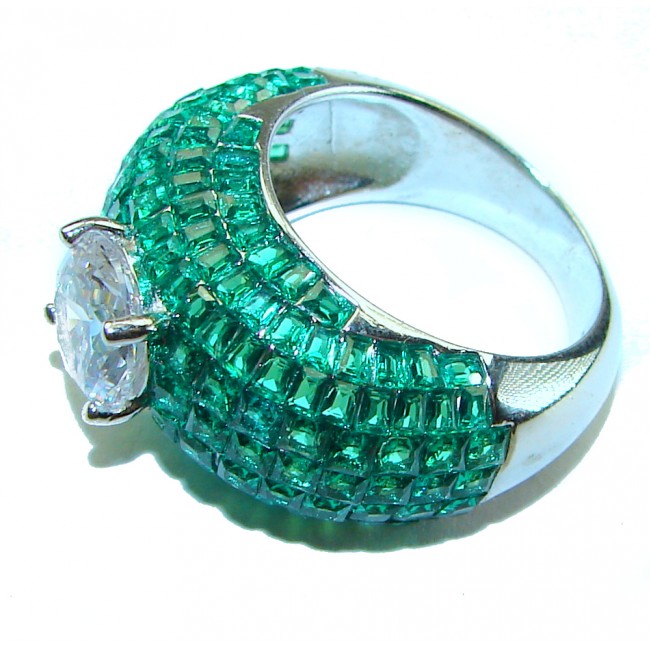 My Love 3.5 carat White Topaz Emerald .925 Sterling Silver Ring size 6 1/2