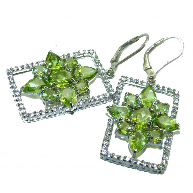 Incredible Beauty authentic 15.8 CARAT Peridot 925 Sterling Silver handcrafted earrings