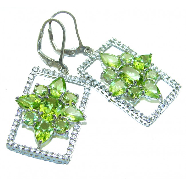 Incredible Beauty authentic 15.8 CARAT Peridot 925 Sterling Silver handcrafted earrings