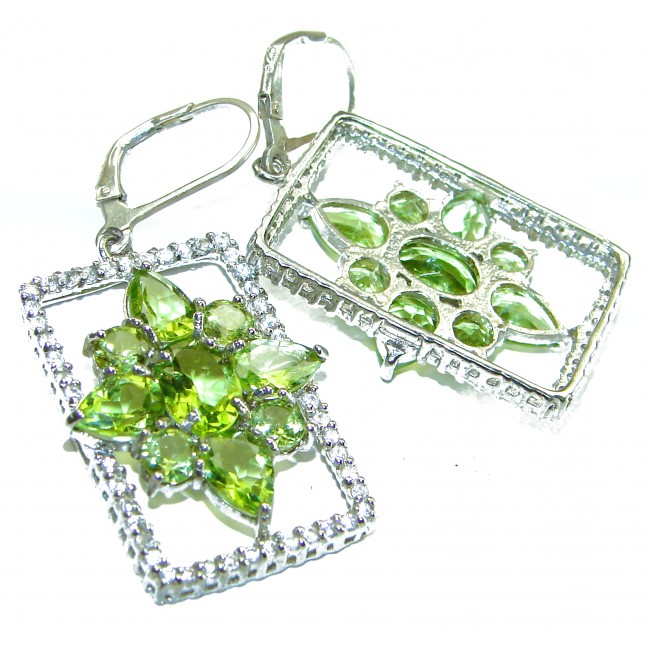 Incredible Beauty authentic 15.8 CARAT Peridot 925 Sterling Silver handcrafted earrings