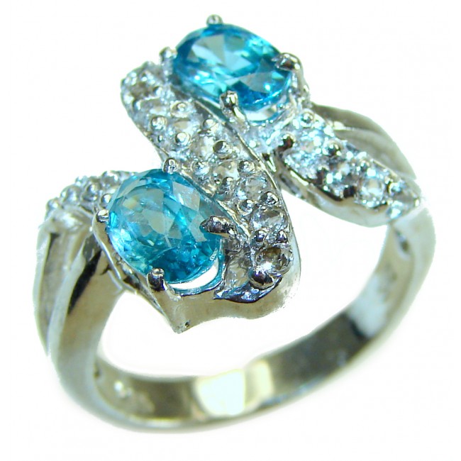 6.5 carat Swiss Blue Topaz .925 Sterling Silver handmade Ring size 7 3/4