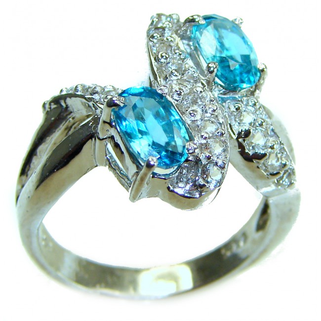 6.5 carat Swiss Blue Topaz .925 Sterling Silver handmade Ring size 7 3/4