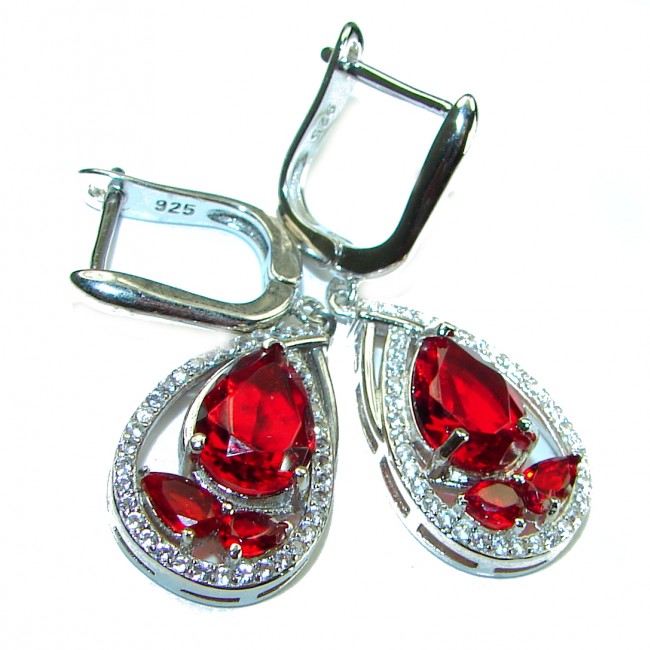 Timeless Treasure 12.5 carat Red Topaz .925 Sterling Silver handcrafted Earrings