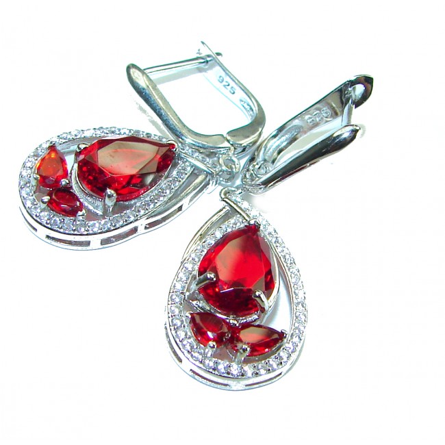 Timeless Treasure 12.5 carat Red Topaz .925 Sterling Silver handcrafted Earrings