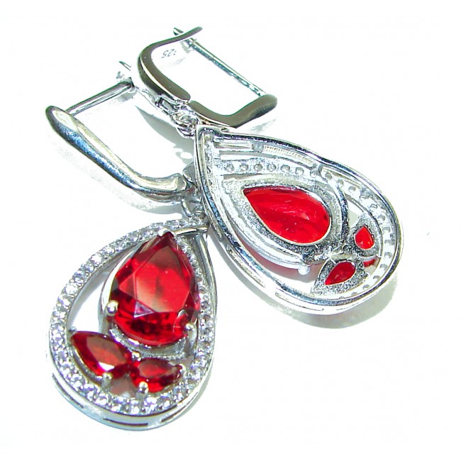 Timeless Treasure 12.5 carat Red Topaz .925 Sterling Silver handcrafted Earrings