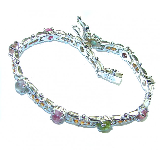 Genuine Watermalon Tourmaline .925 Sterling Silver handcrafted Bracelet