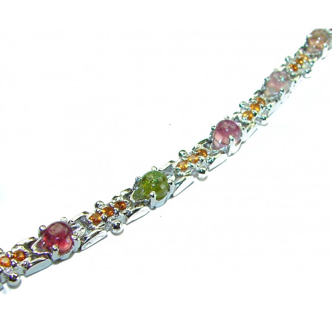 Genuine Watermalon Tourmaline .925 Sterling Silver handcrafted Bracelet