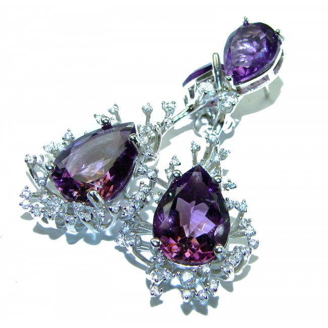 Lavender Fantasy natural 12.5 carat Amethyst .925 Sterling Silver handcrafted Statement earrings