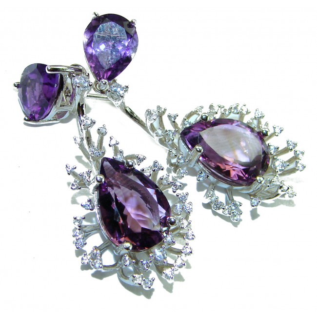 Lavender Fantasy natural 12.5 carat Amethyst .925 Sterling Silver handcrafted Statement earrings