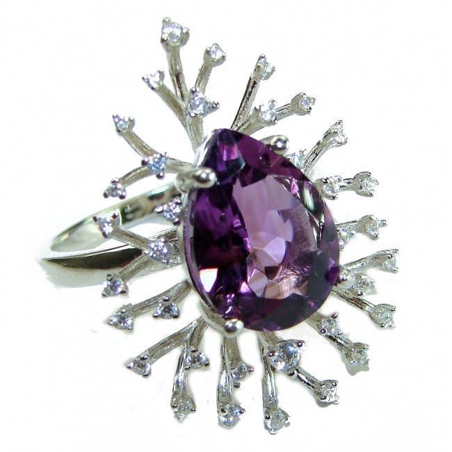 Lavender Fantasy natural 9.5 carat Amethyst .925 Sterling Silver handcrafted Statement Ring size 9